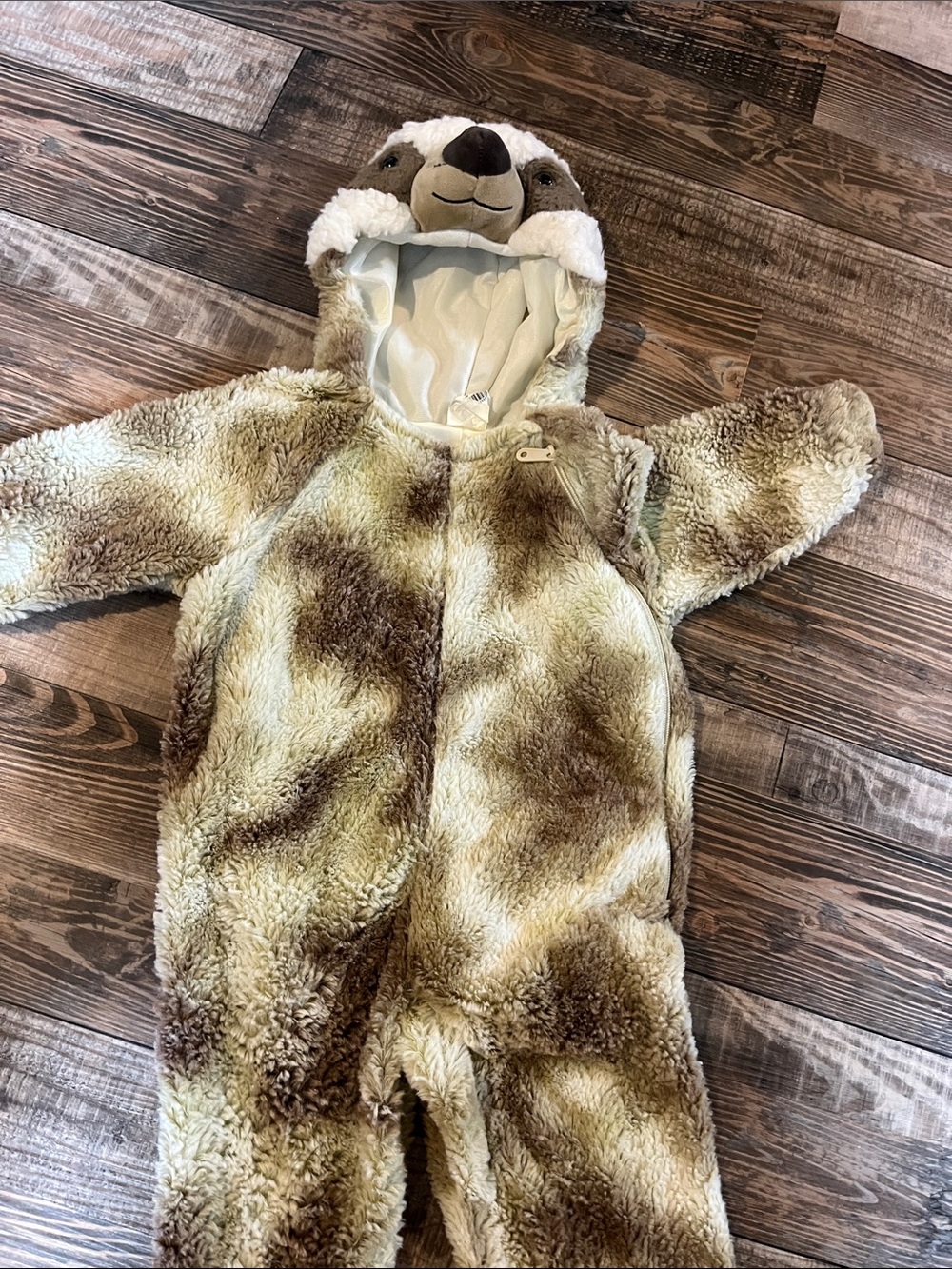 Plush Sloth Hooded Infant One-Piece